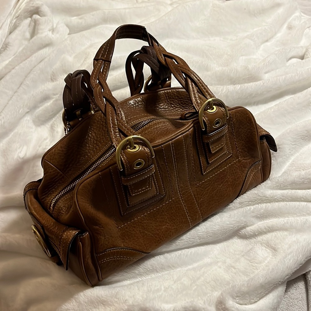 Brown leather coach purse